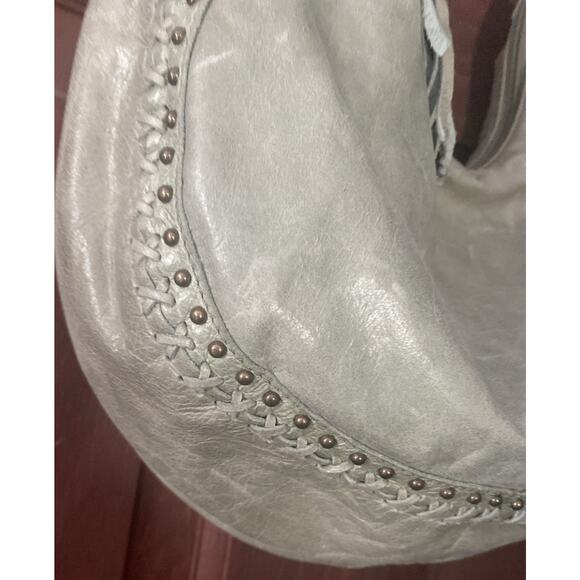 Vintage Women's Fossil Green Slouch Hobo Shoulder Bag Purse Leather Top Handle - Picture 4 of 16